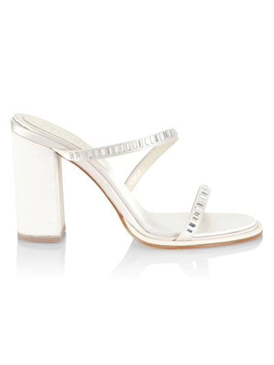 Bettina Vermillon Emili Sindlev X  Chica Fuxsia Crystal-embellished Satin Sandals In Ivory
