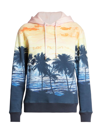 Paco Rabanne Printed Organic Cotton-jersey Hoodie In Yellow Multi