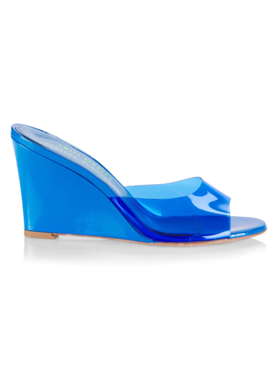 Bettina Vermillon Emili Sindlev X  Britney Pvc-patent Leather Wedge Mules In Blue