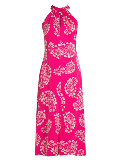 Milly Adrian Paisley-print Halter Dress In Pink Multi