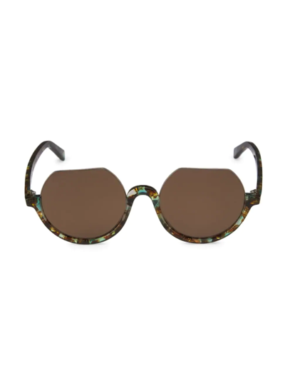 Zeus + Dione Hebe Iii 52mm Round Sunglasses In Brown Tortoise