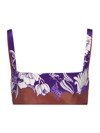 Valentino Street Flowers Silk Bralette Top In Prism