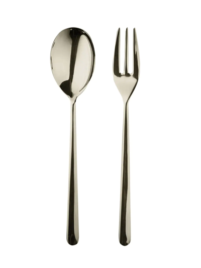 Mepra Linea Fork & Spoon Serving Set In Champagne