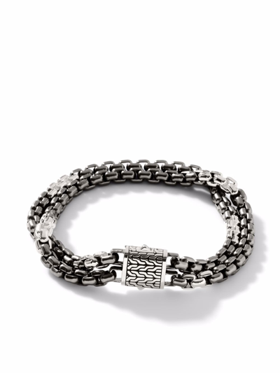 John Hardy Industrial Silver Box Chain Double Row Bracelet In Sterling Silver