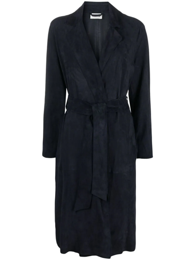 P.a.r.o.s.h Tie-waist Satin Coat In Schwarz