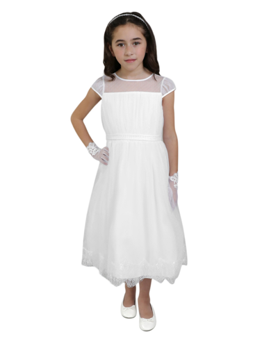 Us Angels Kids' Little Girl's & Girl's Viola Point D'esprit Mesh Dress In White