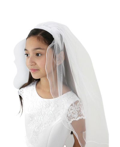 Us Angels Girls Beaded Satin Headband With Veil In White