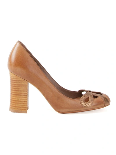 Sarah Chofakian Chunky Heel Pumps In Brown