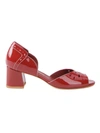 Sarah Chofakian Chunky Heel Sandals In Red