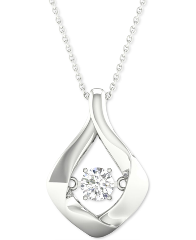 Twinkling Diamond Star Diamond Framed Solitaire 18" Pendant Necklace (1/5 Ct. T.w.) In 10k White Gold