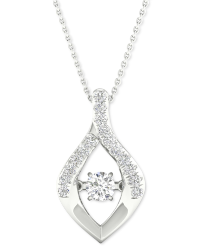 Twinkling Diamond Star Diamond Wishbone 18" Pendant Necklace (1/4 Ct. T.w.) In 10k White Gold