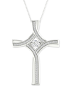 TWINKLING DIAMOND STAR TWINKLING DIAMOND STAR DIAMOND CROSS 18' PENDANT NECKLACE (1/5 CT. T.W.) IN 10K WHITE GOLD