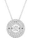 Twinkling Diamond Star Diamond Double Halo 18" Pendant Necklace (3/8 Ct. T.w.) In 10k White Gold In White Gold
