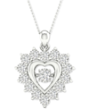 Twinkling Diamond Star Diamond Heart 18" Pendant Necklace (1/2 Ct. T.w.) In 10k White Gold In White Gold