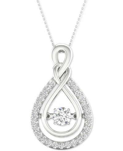 Twinkling Diamond Star Diamond Teardrop 18" Pendant Necklace (1/3 Ct. T.w.) In 10k White Gold