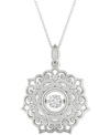 Twinkling Diamond Star Diamond Filigree 18" Pendant Necklace (1/3 Ct. T.w.) In 10k White Gold In White Gold