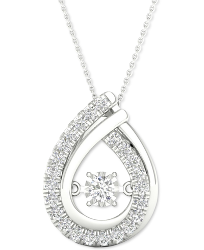 Twinkling Diamond Star Diamond Teardrop Halo 18" Pendant Necklace (3/4 Ct. T.w.) In 10k White Gold