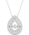 TWINKLING DIAMOND STAR DIAMOND DOUBLE TEARDROP HALO 18" PENDANT NECKLACE (3/8 CT. T.W.) IN 10K WHITE GOLD