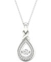 Twinkling Diamond Star Diamond Teardrop Halo 18" Pendant Necklace (1/4 Ct. T.w.) In 10k White Gold In White Gold