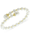 MACY'S CULTURED FRESHWATER PEARL (6-6-1/2MM & 8-9MM) BYPASS BANGLE BRACELET IN 14K GOLD-PLATED STERLING SIL