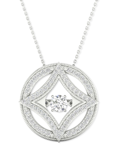 Twinkling Diamond Star Diamond Fashion 18" Pendant Necklace (1/4 Ct. T.w.) In 10k White Gold