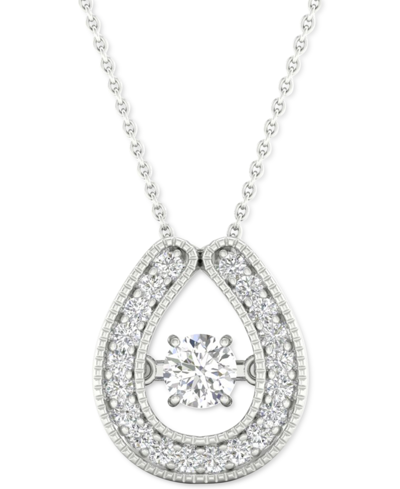Twinkling Diamond Star Diamond Horseshoe 18" Pendant Necklace (1/4 Ct. T.w.) In 10k White Gold
