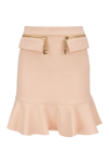Elisabetta Franchi Logo-charm Flounce Mini Skirt In Coral Pink