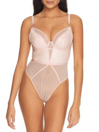 Curvy Kate Lucky Star Plunge Bodysuit In Blush Pink