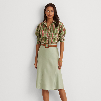 Ralph Lauren Satin Midi Skirt In Sage Green