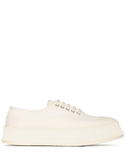 Jil Sander Ribbed-sole Low-top Trainers In White