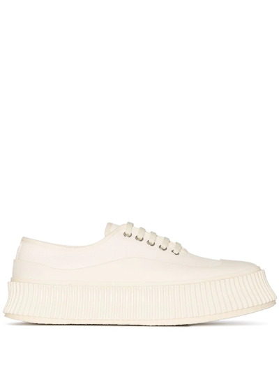 Jil Sander Ribbed-sole Low-top Sneakers In White