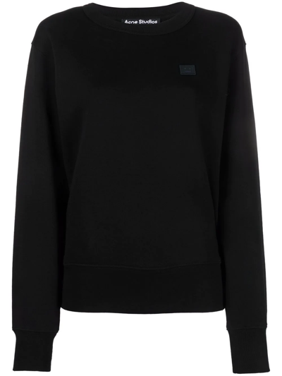 Acne Studios Patch-detail Organic Cotton Sweater In Black