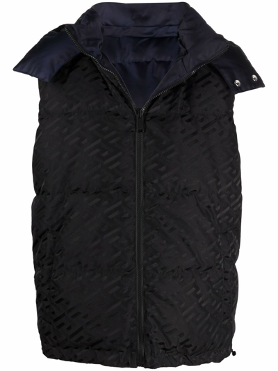 Versace Sleeveless Padded Gilet In Schwarz