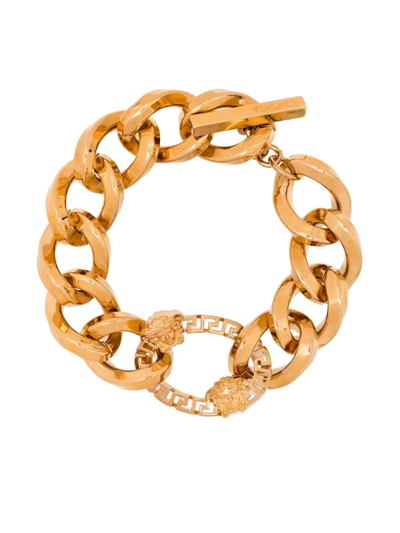 Versace Gold Tone Greca Chain Bracelet