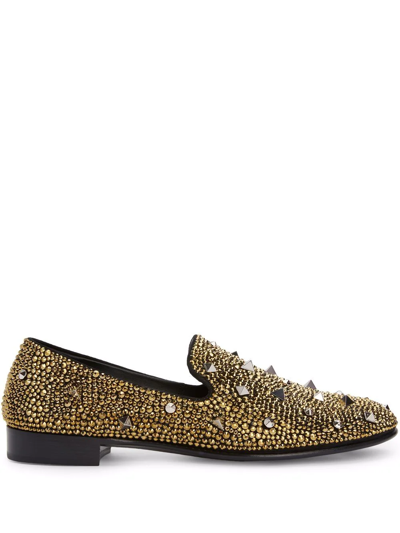 Giuseppe Zanotti Lewis Embellished Studded Loafers In Schwarz