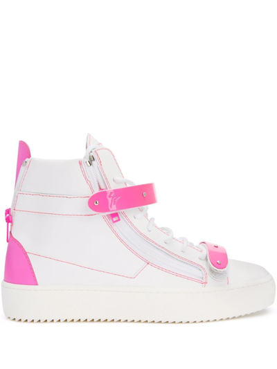 Giuseppe Zanotti Coby 高帮皮质运动鞋 In White