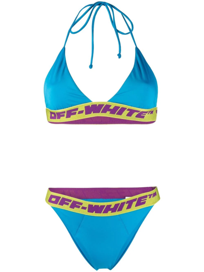 Off-white Triangle Logo Band Bikini Set In Blue