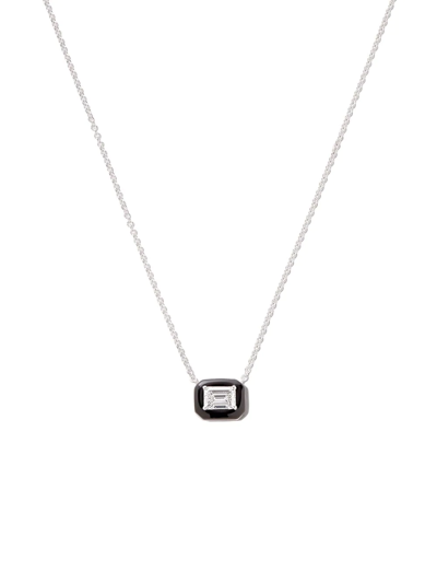 Nikos Koulis 18kt White Gold Diamond And Enamel Necklace In Silber