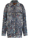 Dolce & Gabbana Crystal-embellished Oversized Denim Jacket In Blau