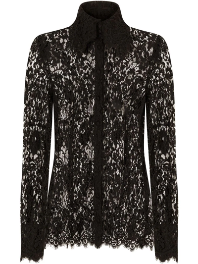 DOLCE & GABBANA SEMI-SHEER LACE SHIRT