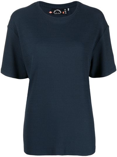 The Upside Jolie Pippa Ribbed-knit T-shirt In Navy