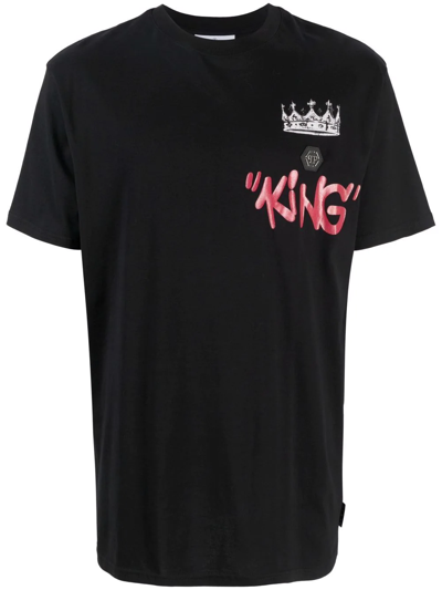 Philipp Plein King Skull-graphic Logo-print T-shirt In Schwarz