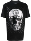 Philipp Plein Gem-embellished Skull Logo-graphic T-shirt In Schwarz