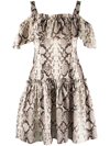 Philipp Plein Python-print Mini Dress In Nude