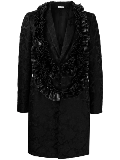 Comme Des Garçons Homme Deux Ruffle Single-breasted Coat In Schwarz