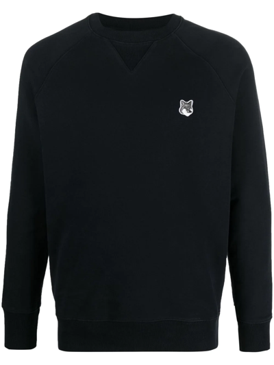Maison Kitsuné Fox Head-patch Cotton-jersey Sweatshirt In Black