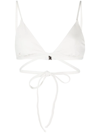 Jonathan Simkhai Harlen Triangle Tie-front Bikini Top In Weiss