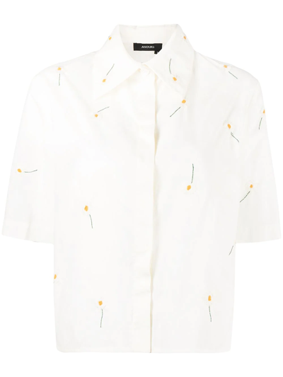 Anouki Embroidered Flower Shirt In Gelb