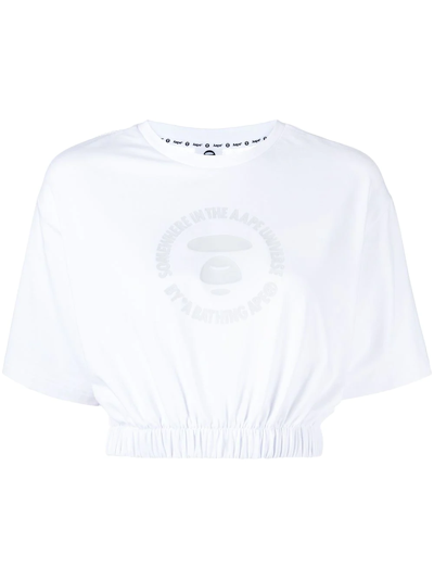 Aape By A Bathing Ape Logo-print Cropped T-shirt In Weiss
