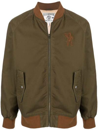 Billionaire Boys Club Embellished Cotton-drill Bomber Jacket In Green